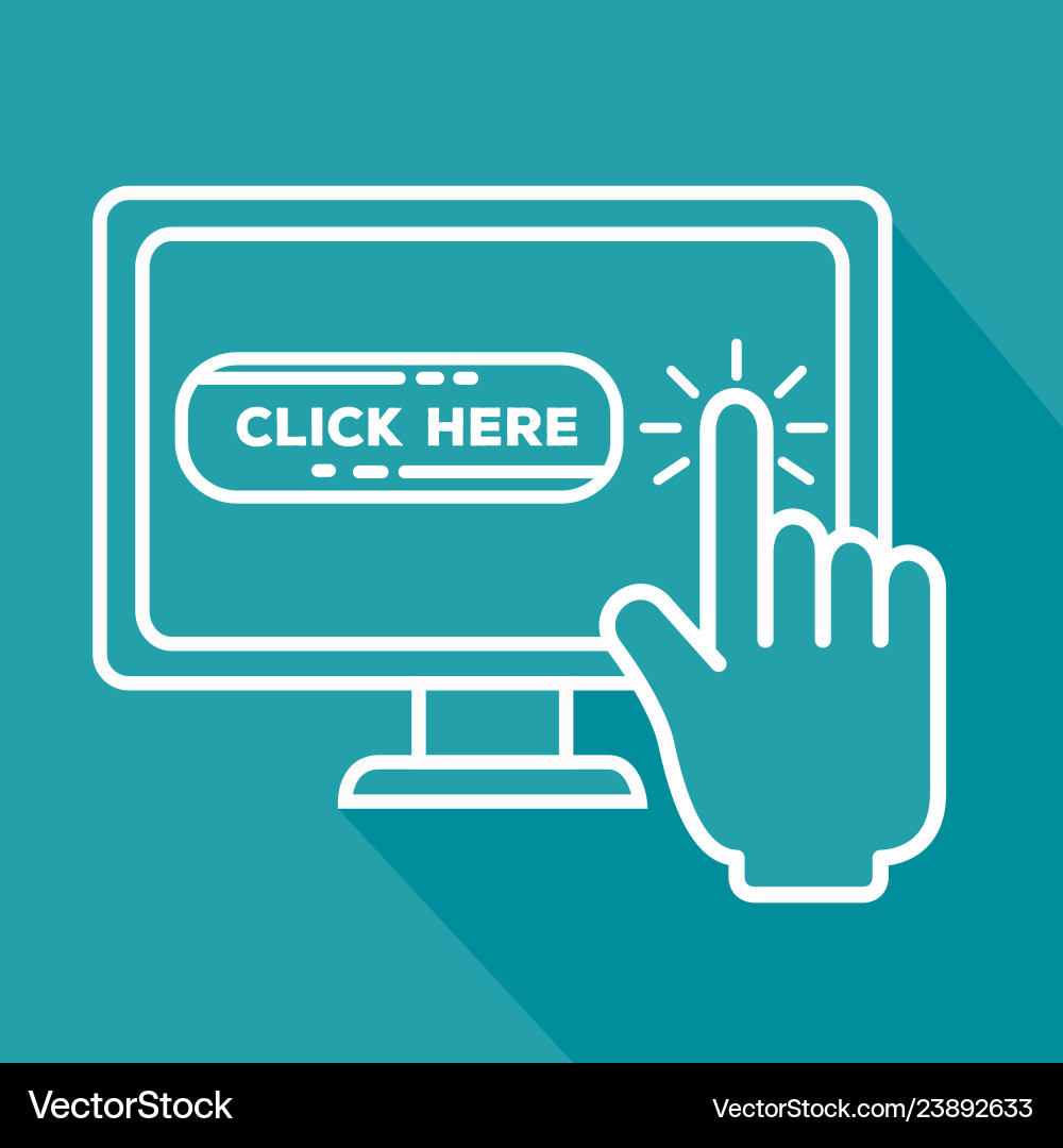 Computer with hand pixel click cursor vector image