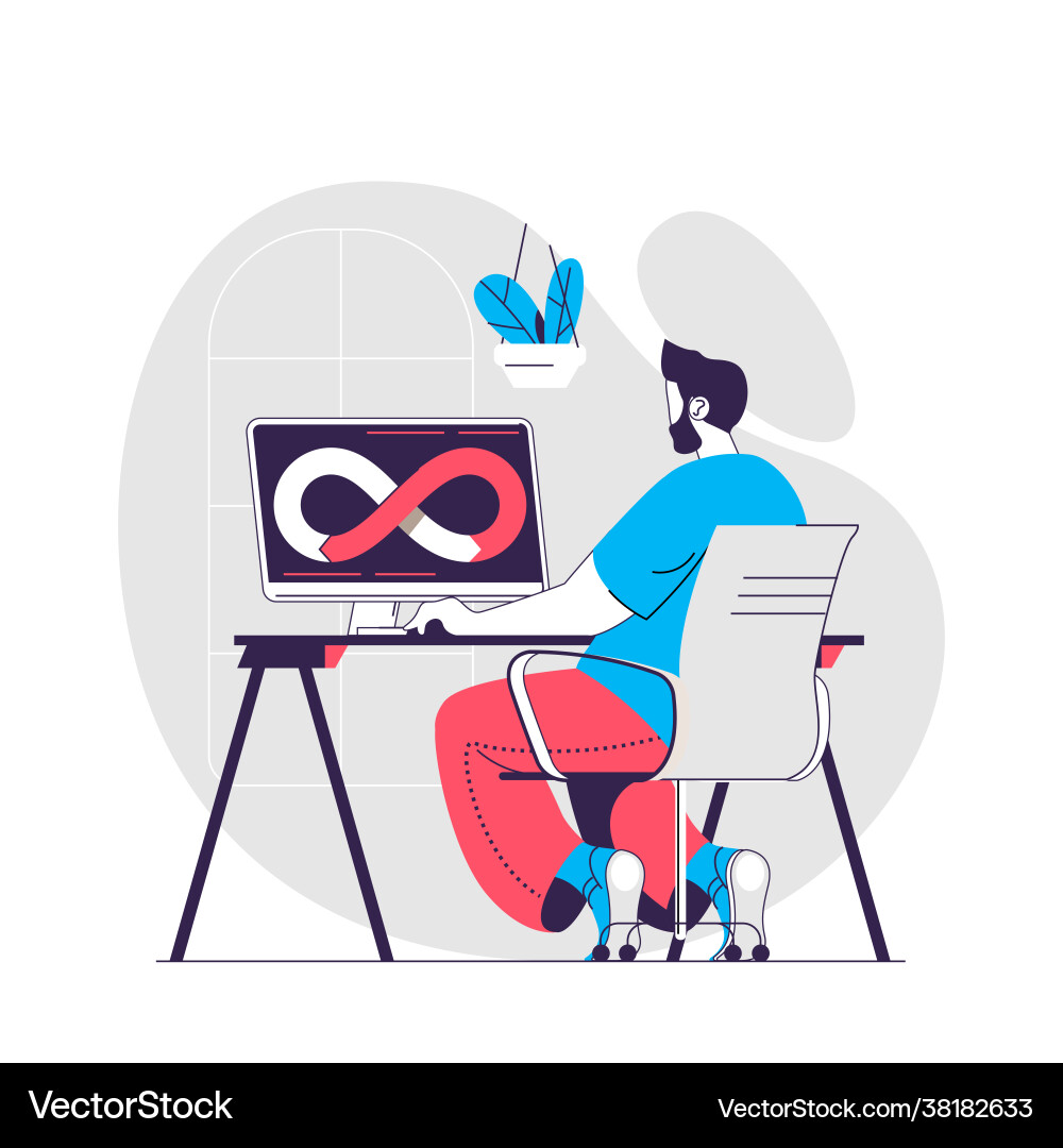 Devops web concept programmer or developer vector image