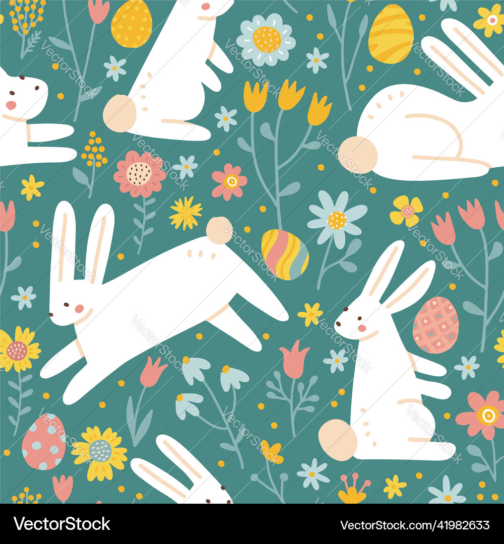 Easter Bunny Seamless Pattern Vector Image