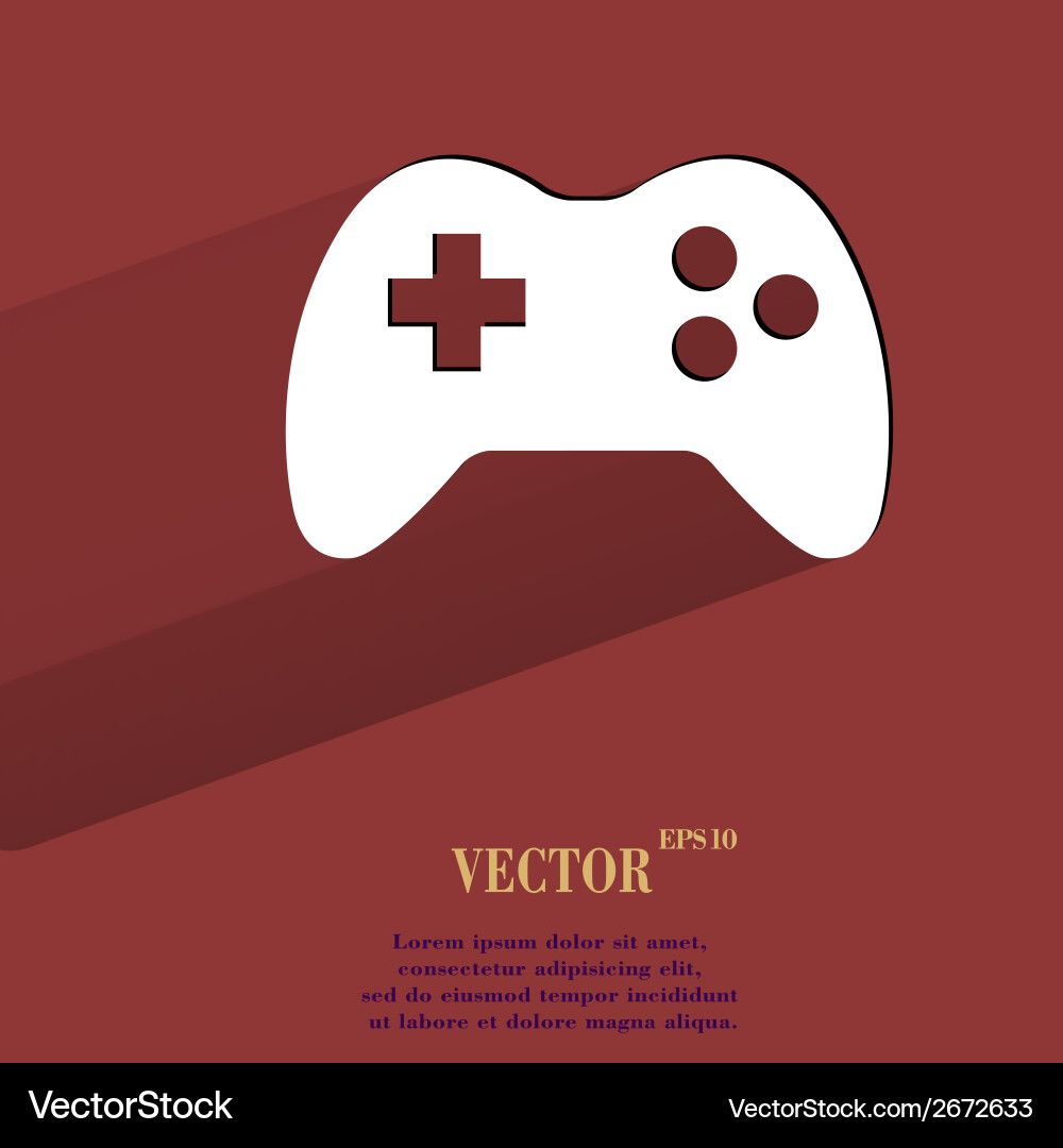 Gaming joystick flat modern web button with long Vector Image