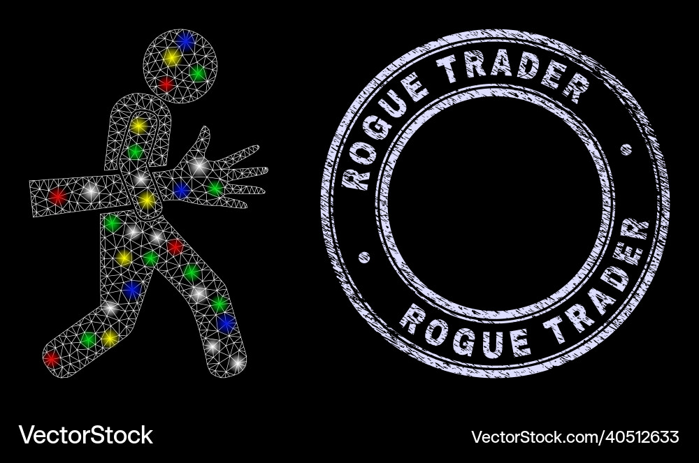 Grunge rogue trader stamp and bright network Grunge rogue trader stamp and bright network vector image