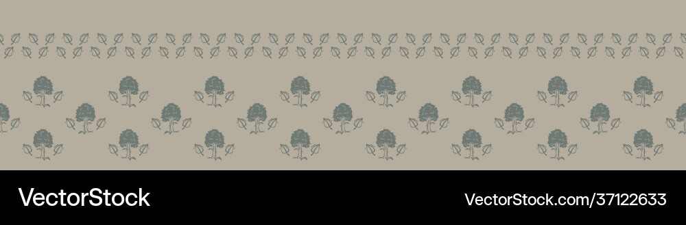 Hand carved tree block print seamless border Hand carved tree block print seamless border vector image
