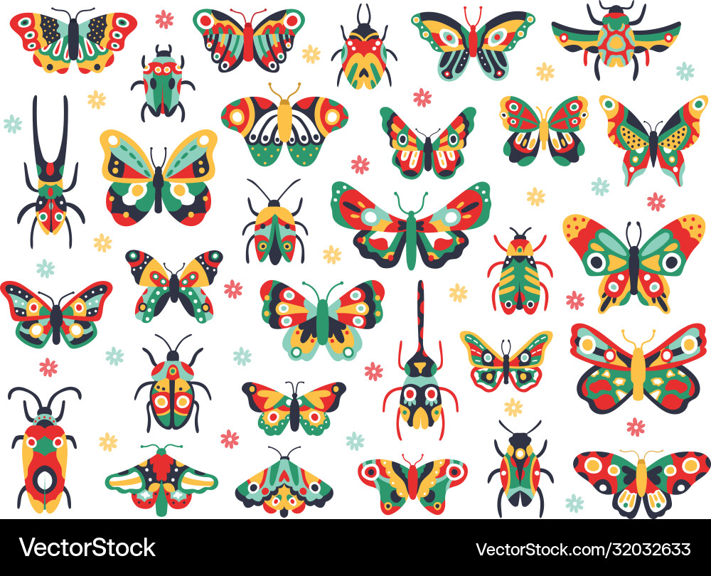 Hand gezeichnete süße Insekten doodle fliegen Schmetterling Hand gezeichnete süße Insekten doodle fliegen Schmetterling vektorbild