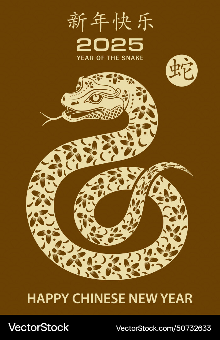 Happy chinese new year 2025 zodiac sign Happy chinese new year 2025 zodiac sign vector image