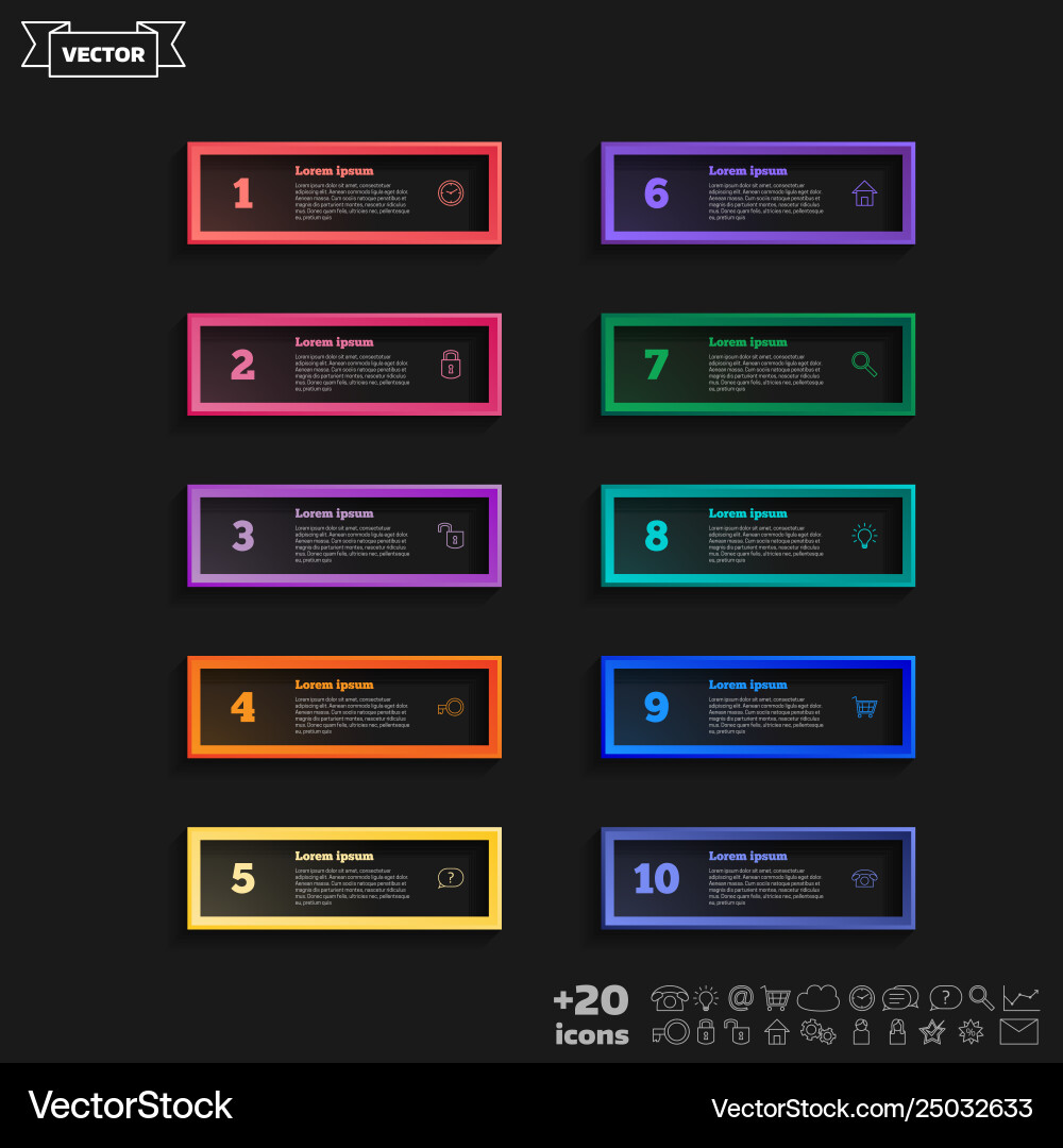Infographic design list with colorful square Infographic design list with colorful square vector image