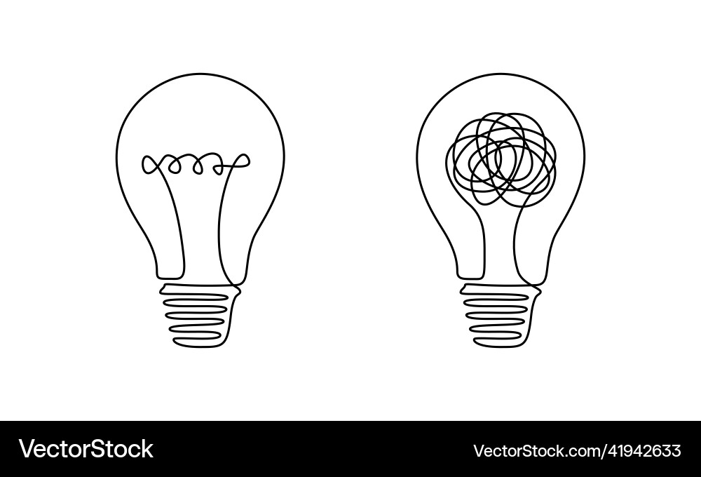 Light bulb with scribbles in one continuous line Light bulb with scribbles in one continuous line vector image