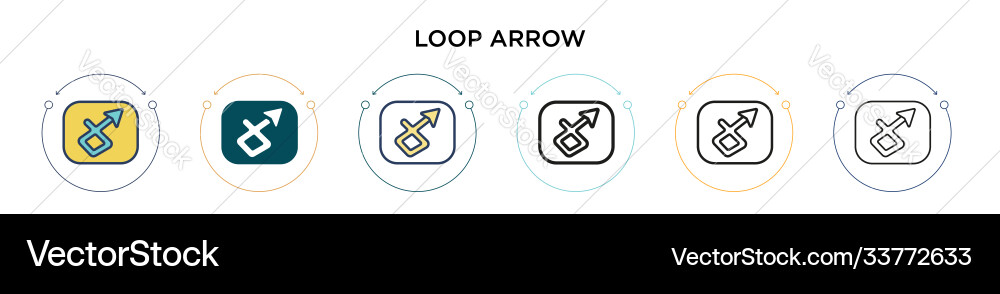 Loop arrow icon in filled thin line outline vector image