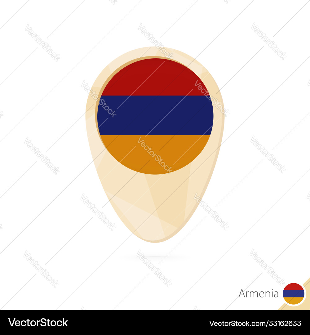 Map pointer with flag armenia orange abstract vector image