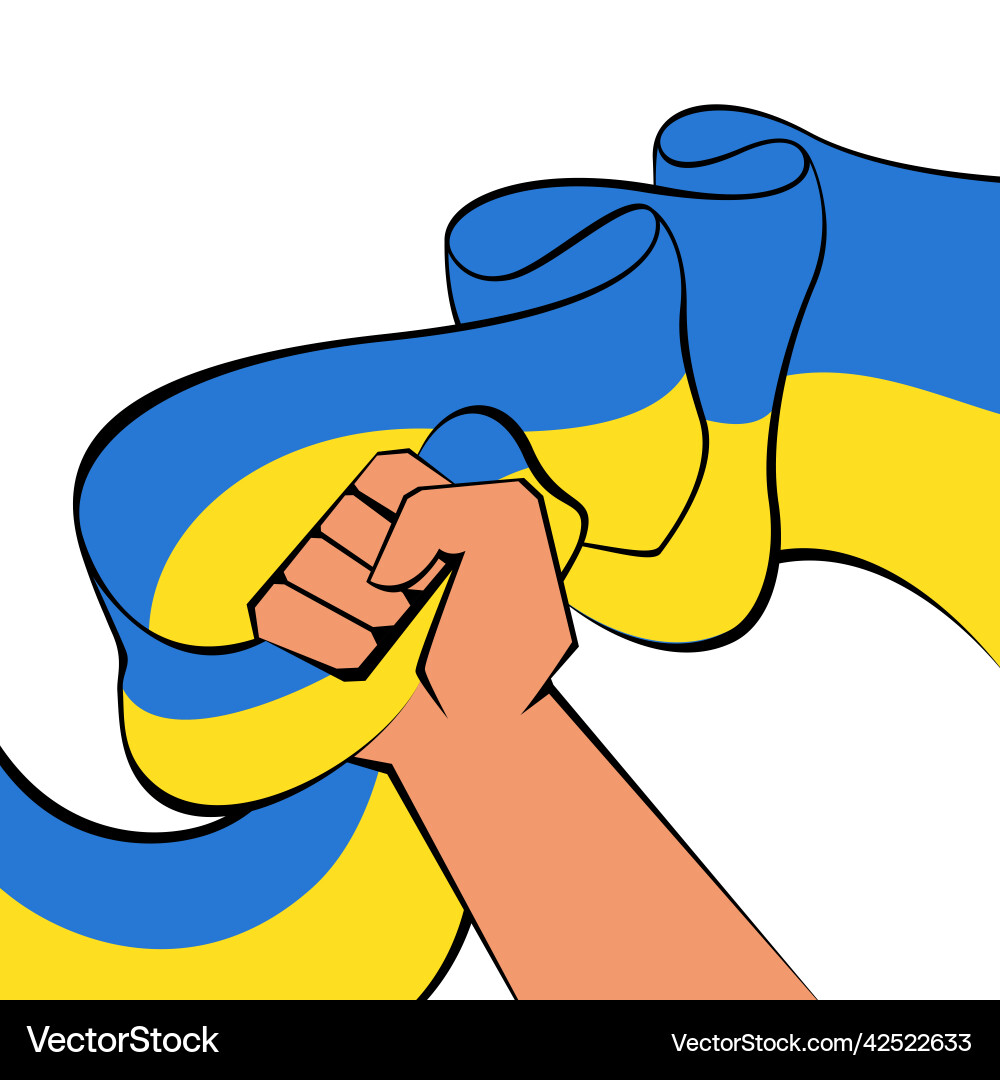 Menschliche Hand mit ukrainischer Flagge im Protest Menschliche Hand mit ukrainischer Flagge im Protest vektorbild