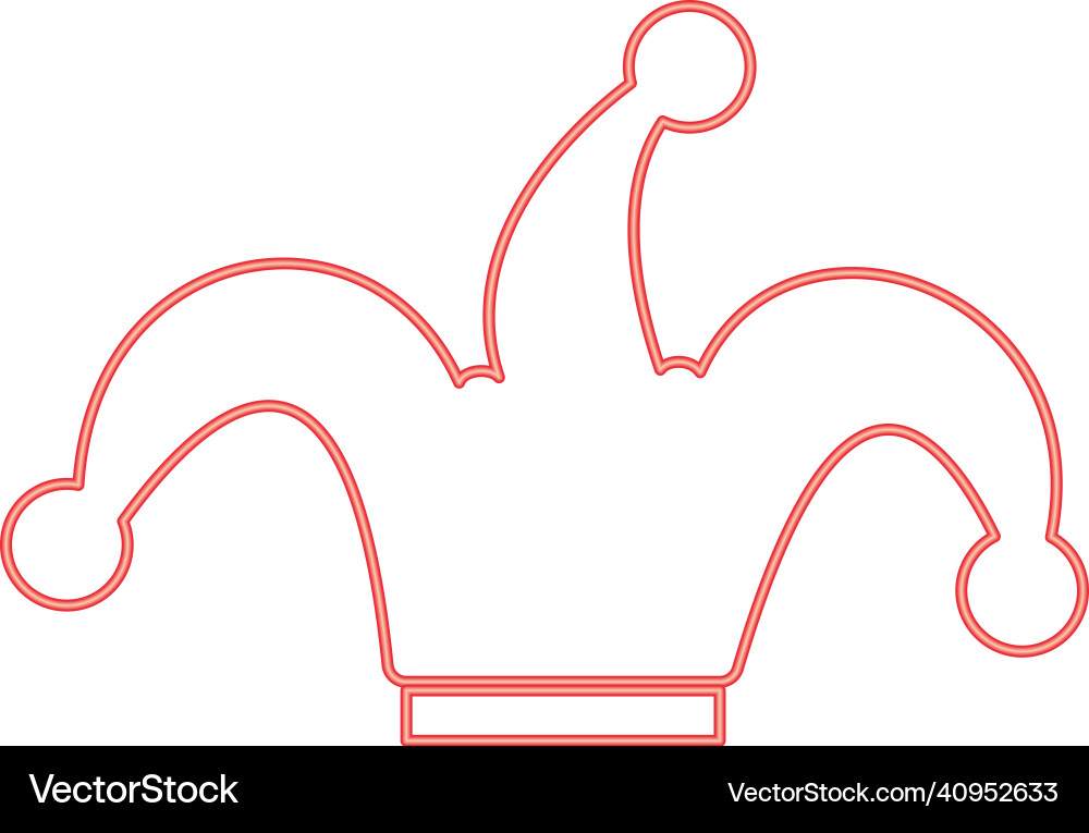 Neon jesters cap red color image flat style Neon jesters cap red color image flat style vector image