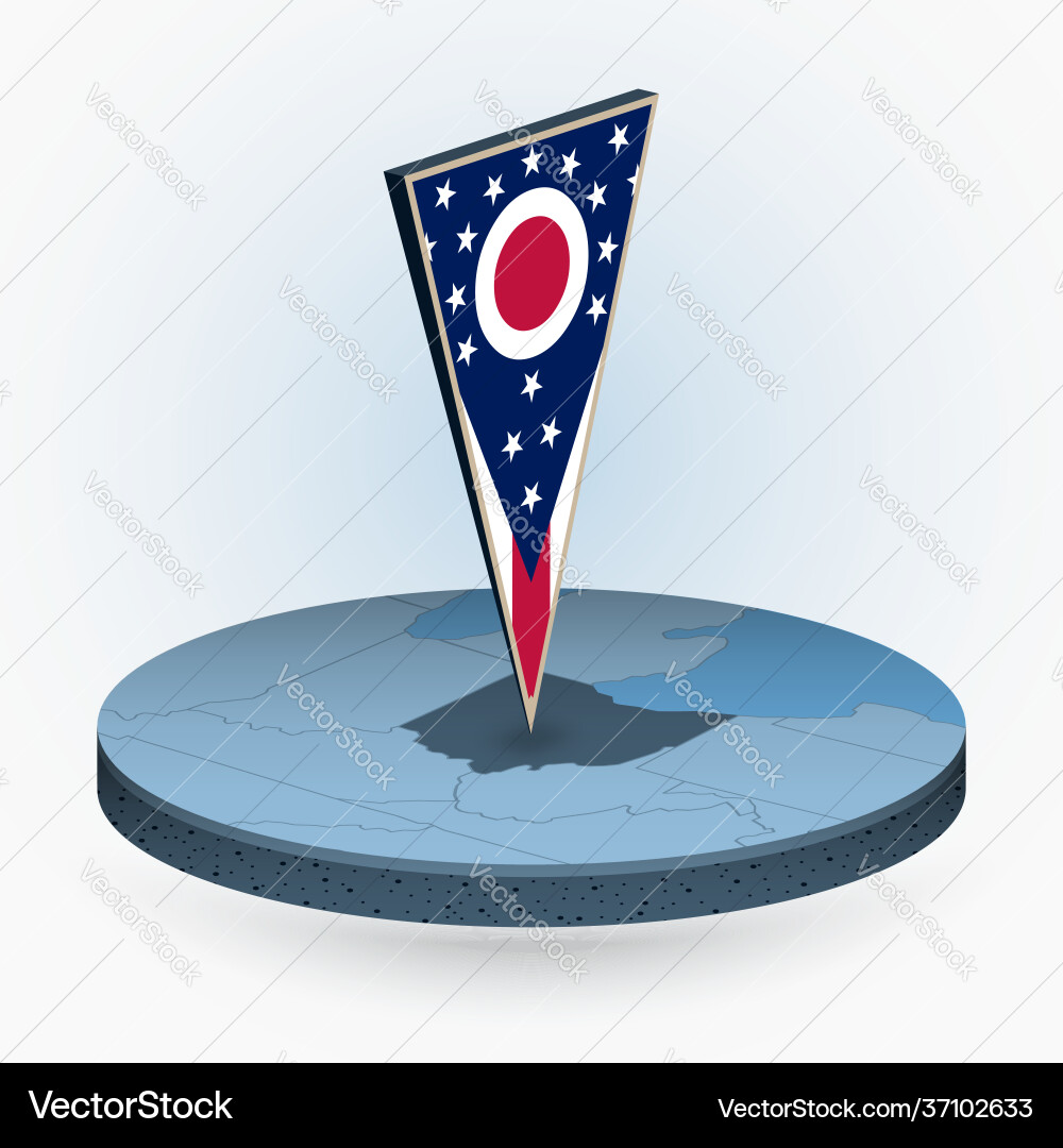 Ohio map in round isometric style with triangular vector image