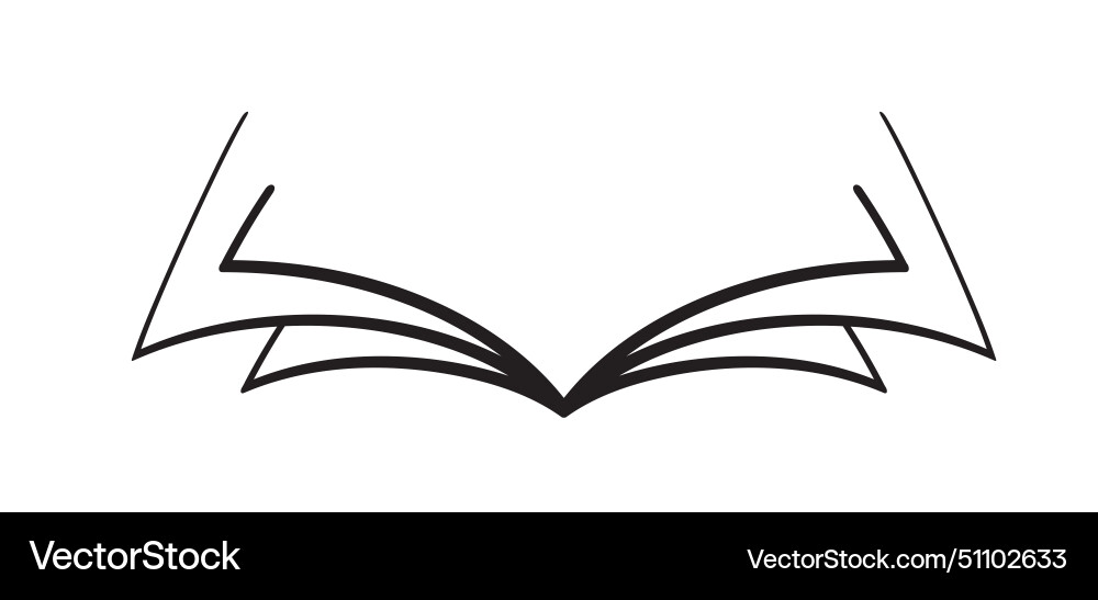 Open book and pages education concept line drawing Open book and pages education concept line drawing vector image