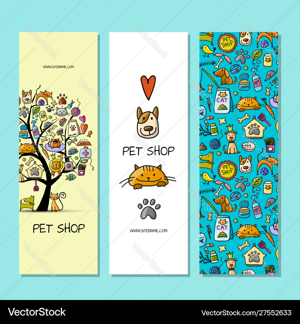 Pet shop collection banners design Pet shop collection banners design vector image