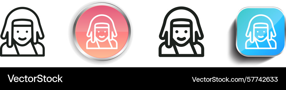 Rastaman icon thin linear regular and button Rastaman icon thin linear regular and button vector image
