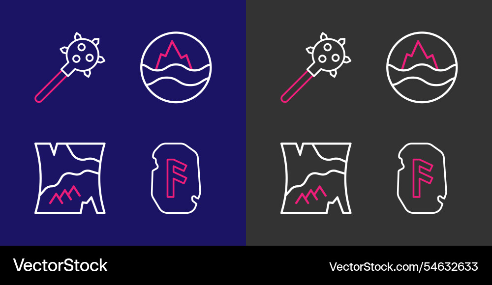 Set line magic rune folded map sea and waves Set line magic rune folded map sea and waves vector image