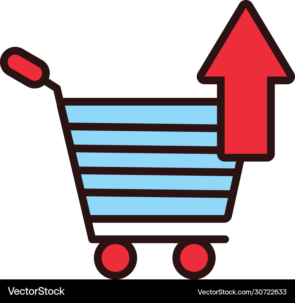 Shopping cart with arrow up line and fill style Vector Image