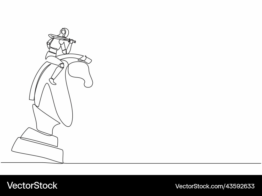 Single continuous line drawing robots riding big Single continuous line drawing robots riding big Vector Image
