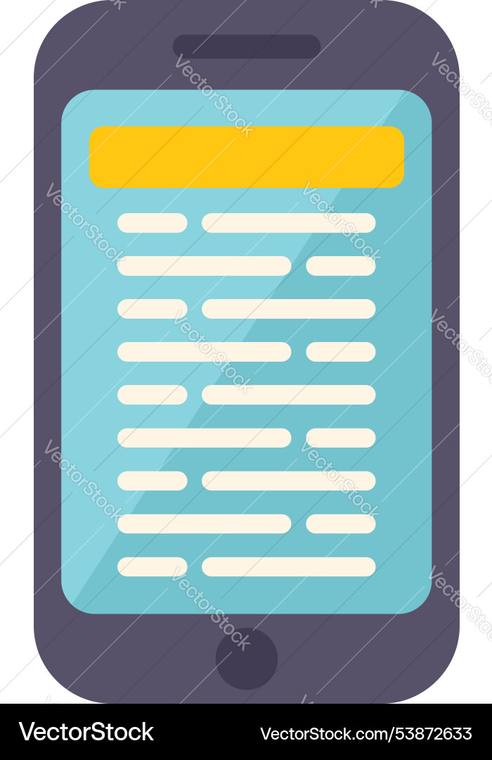 Smartphone displaying lines of text on its screen Smartphone displaying lines of text on its screen vector image