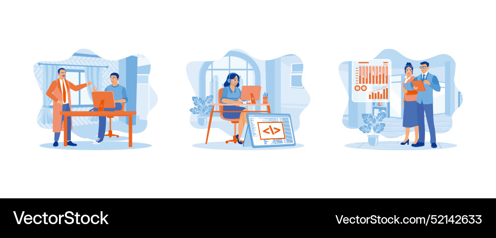 Software developers concept developing Vector Image