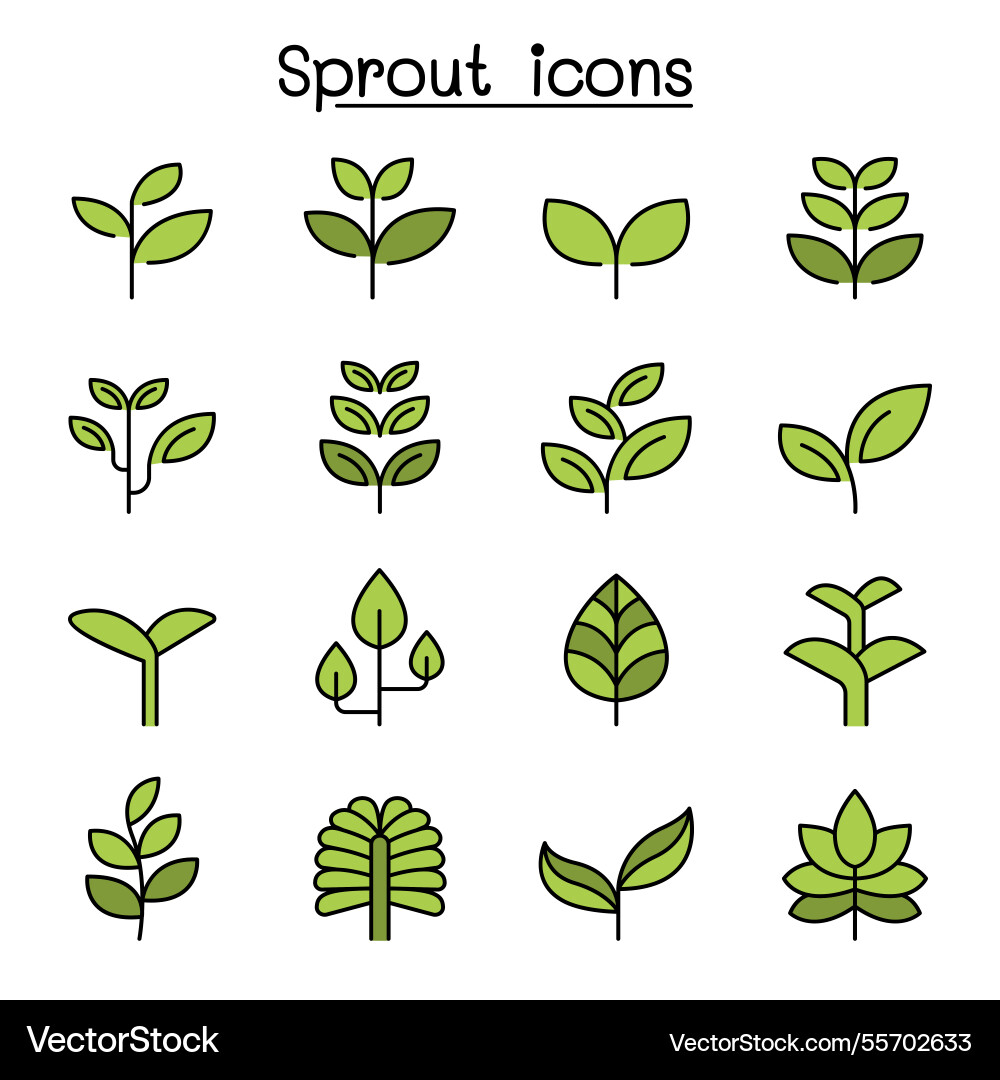 Sprout icon set in colorline style Sprout icon set in colorline style vector image