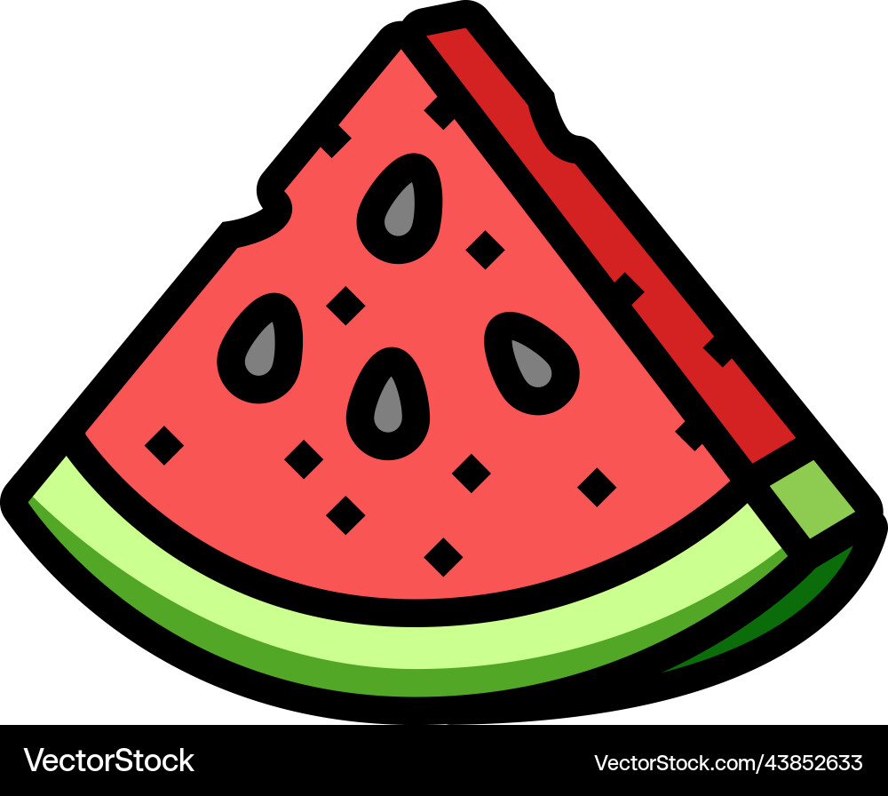 Watermelon triangular slice color icon vector image