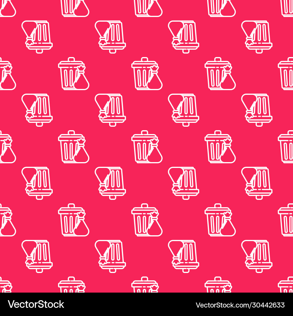 White line trash can and garbage bag icon isolated White line trash can and garbage bag icon isolated vector image