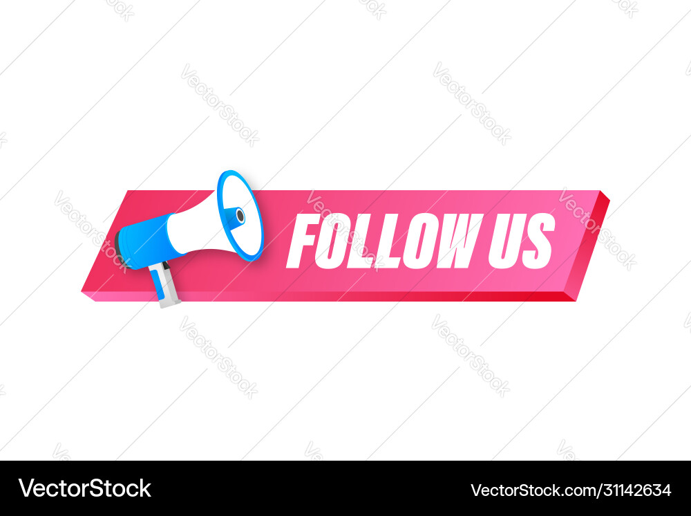 Button follow us on white background Button follow us on white background vector image