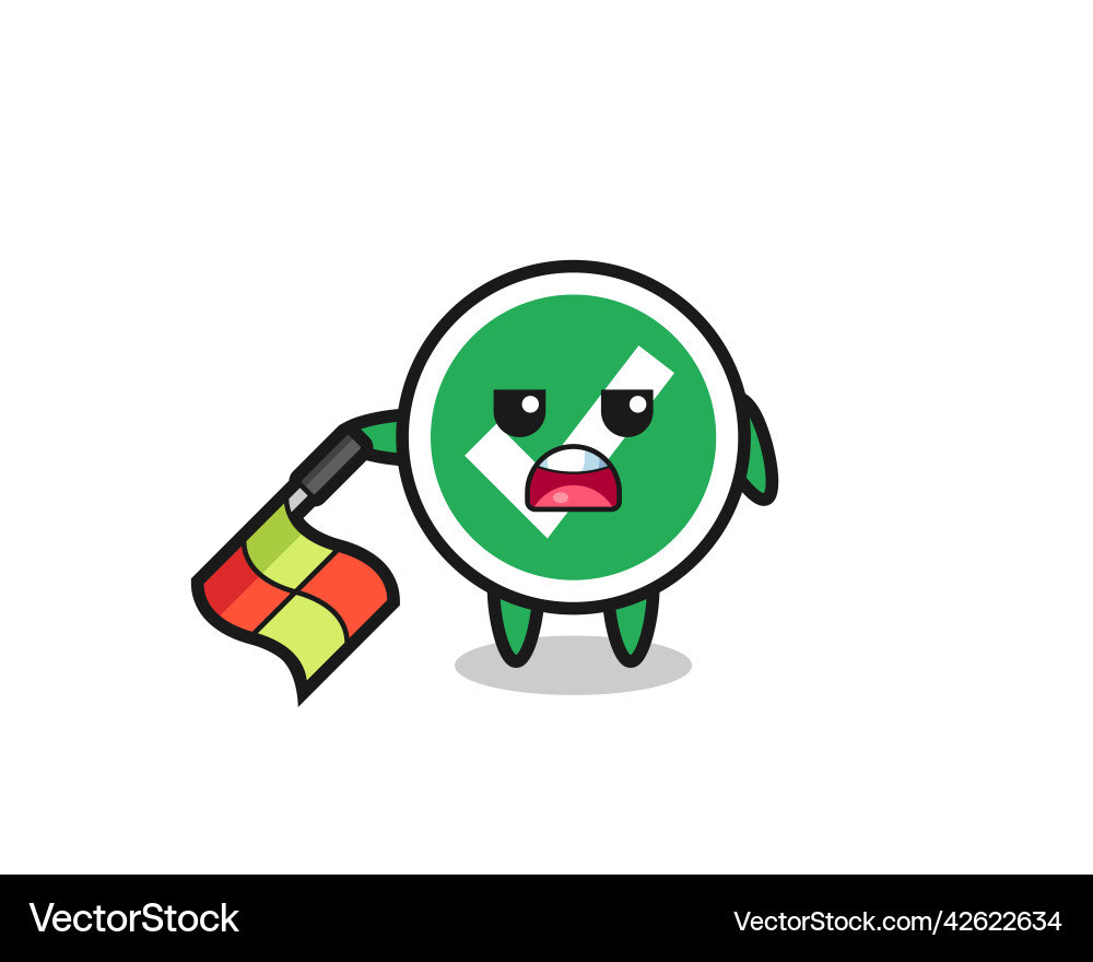Check mark character as line judge hold the flag vector image