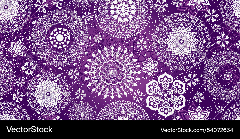 Christmas purple pattern with vintage snowflakes Vector Image