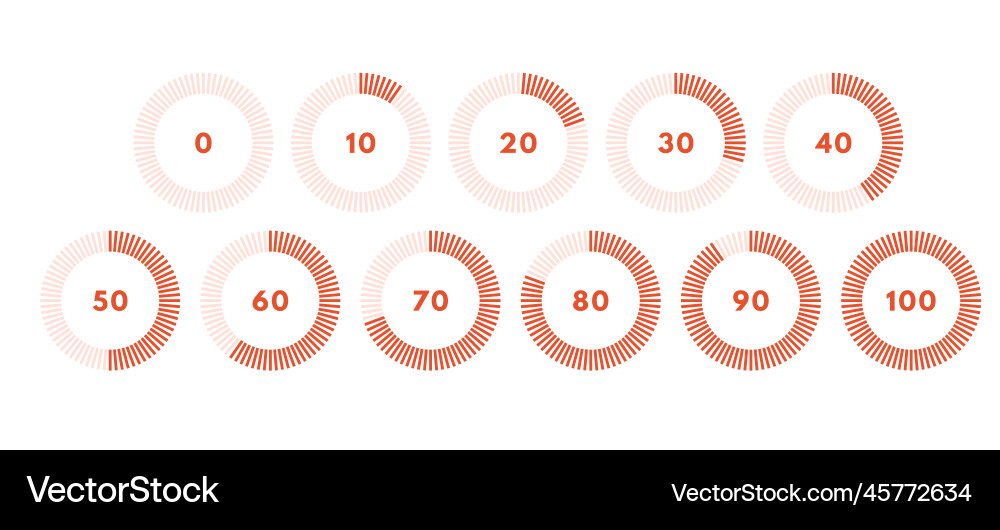 Circular Progress Timer Icons - Set of 10 vector image