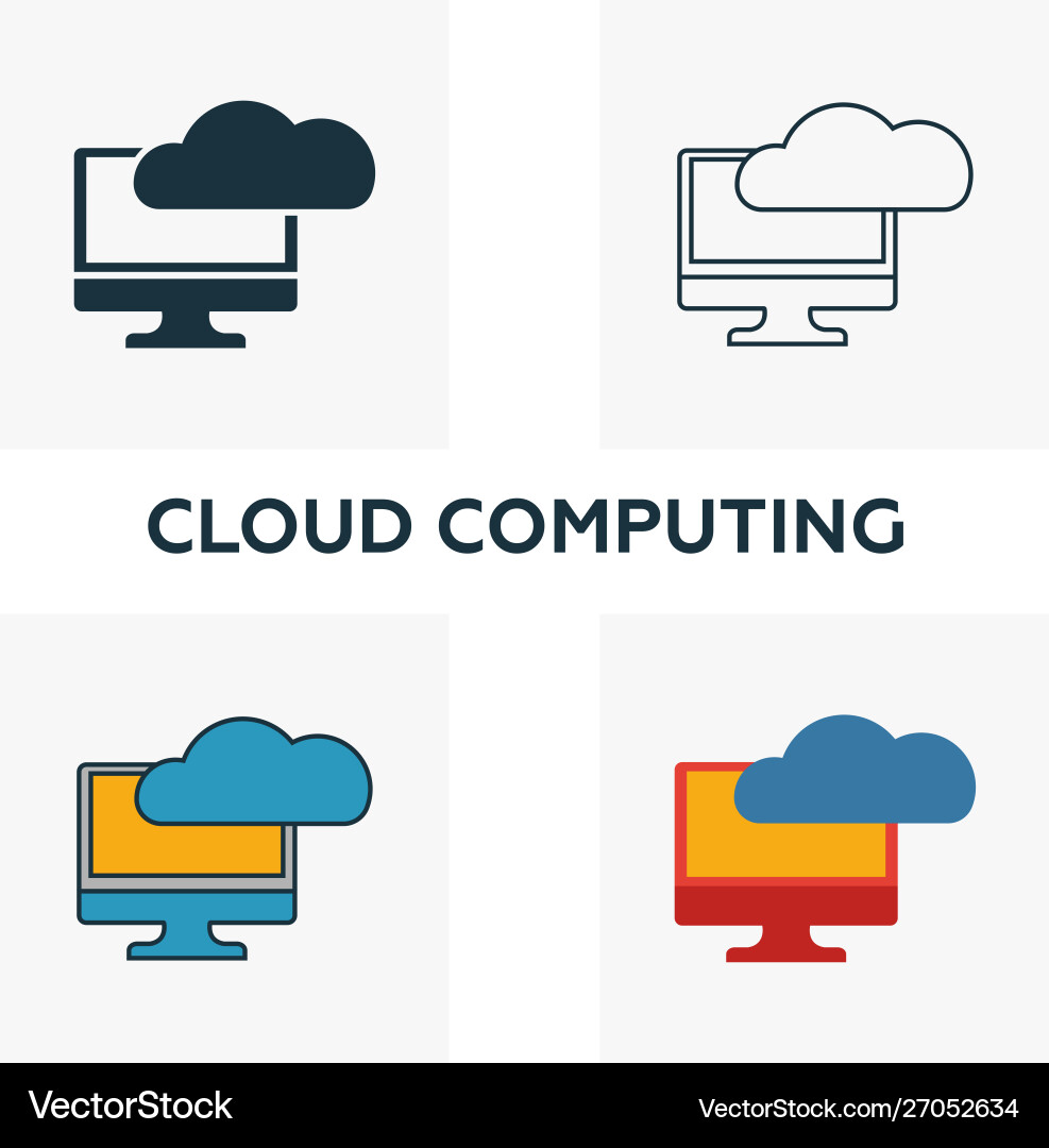 Cloud computing icon set four elements Cloud computing icon set four elements vector image