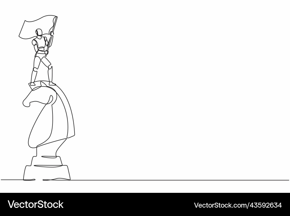 Continuous one line drawing robots riding big Continuous one line drawing robots riding big vector image