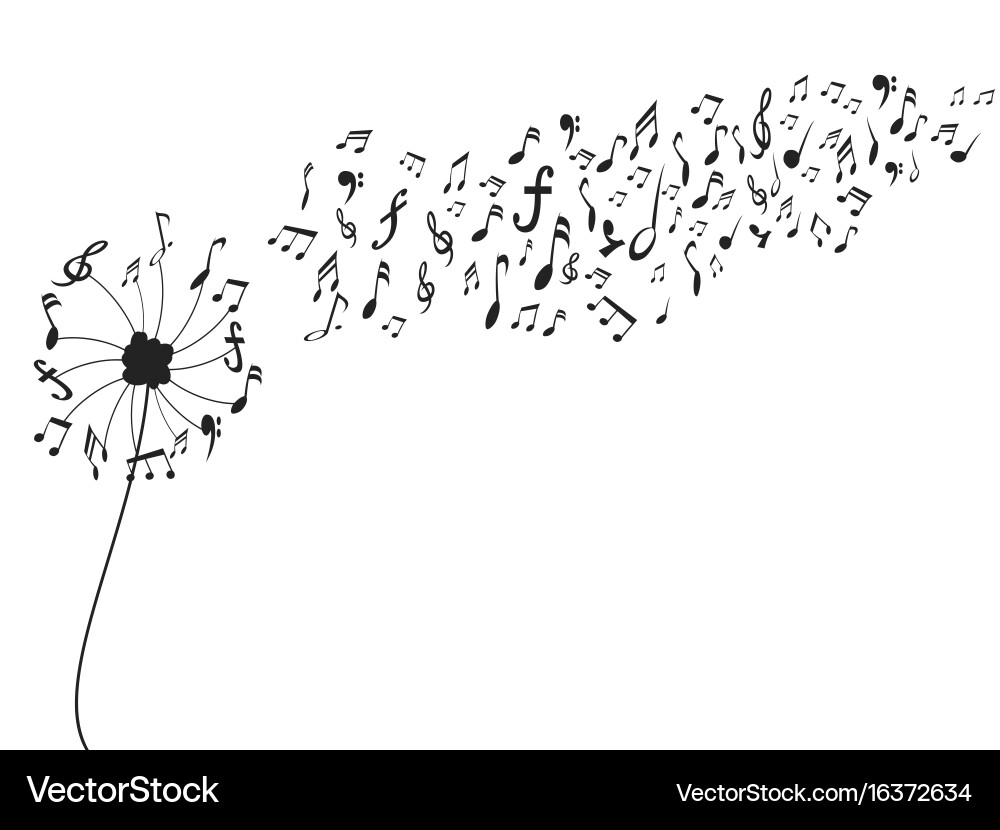 Dandelion with Musical Notes Vector Image