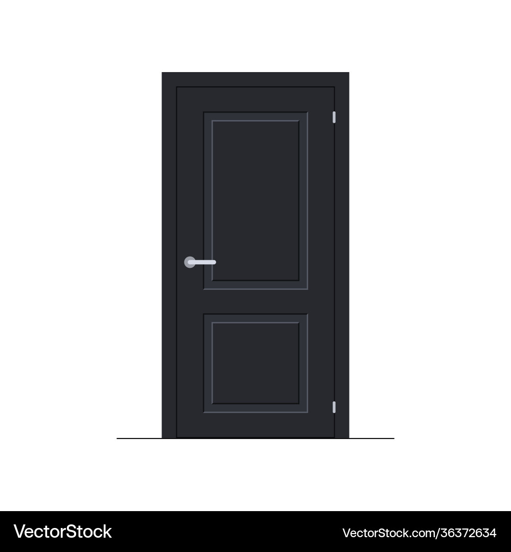 Dark closed door with frame front view Dark closed door with frame front view vector image