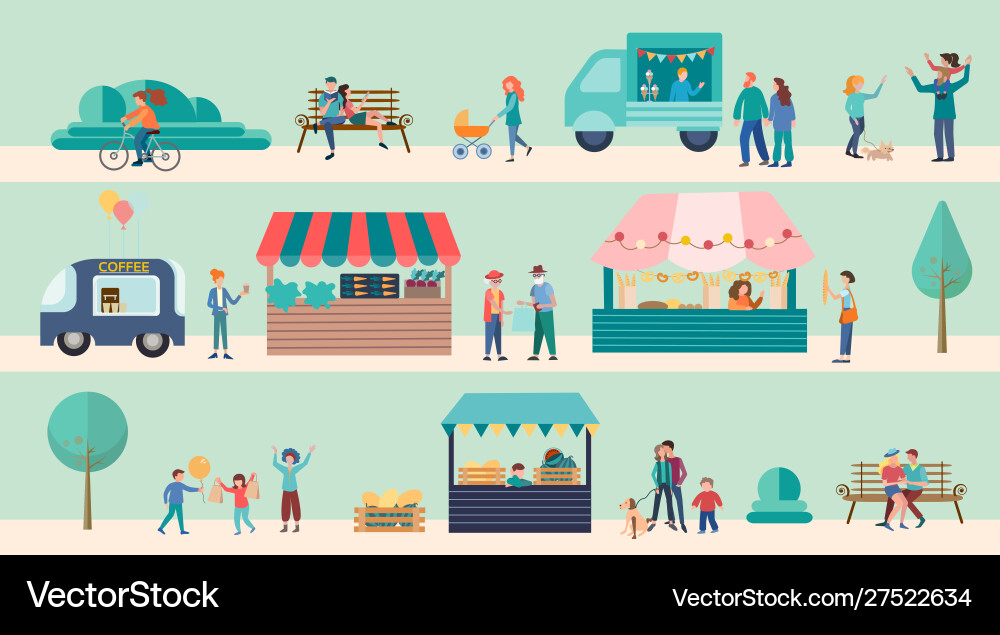 Family street foodmarket fair festival poster vector image