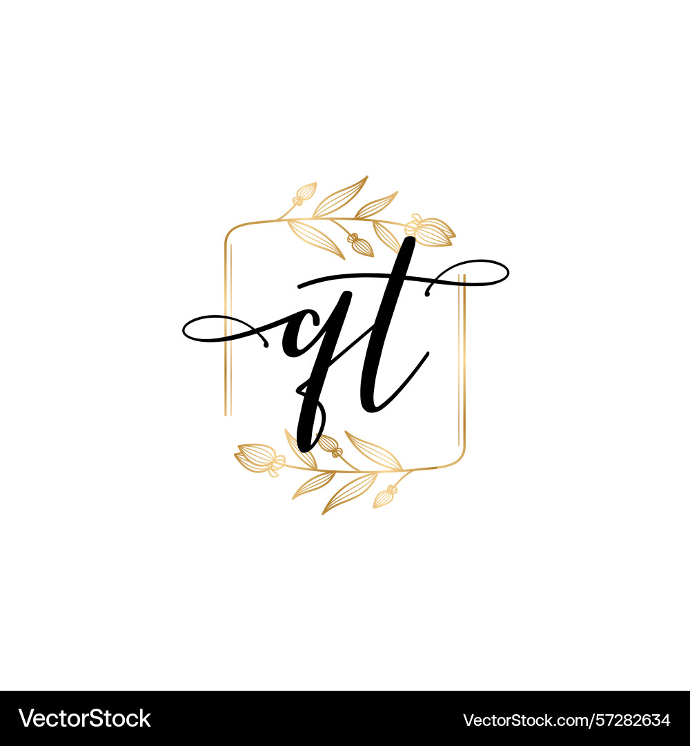 Floral monogram logos with qt initials Vector Image