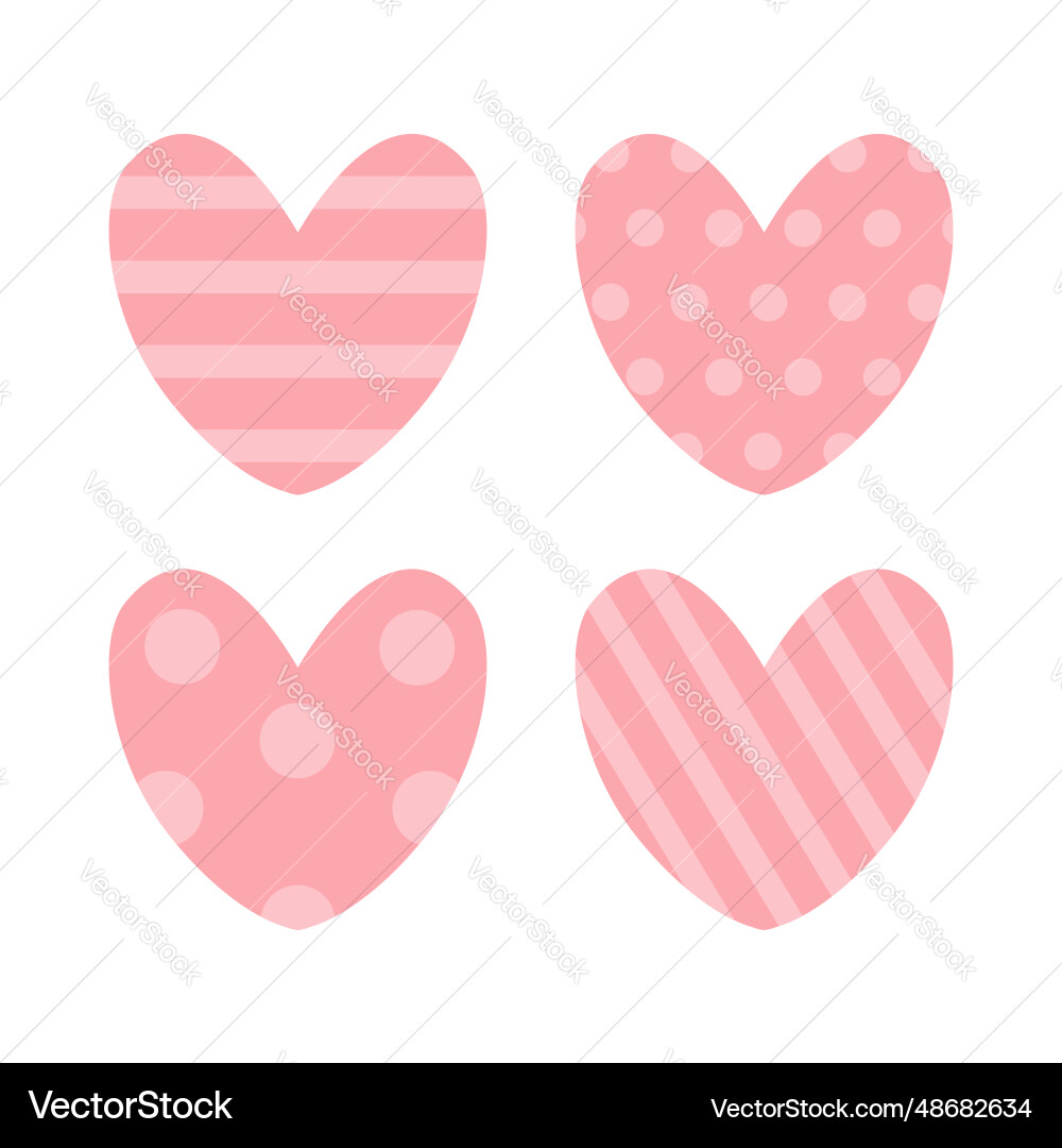 Happy valentines day pink heart icon set cute Happy valentines day pink heart icon set cute vector image