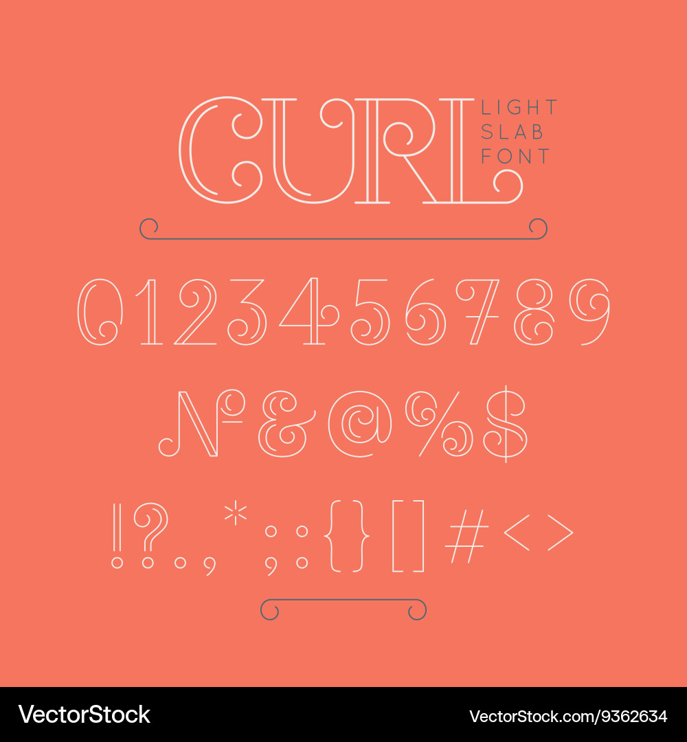 Numbers and extra characters for a font vector image