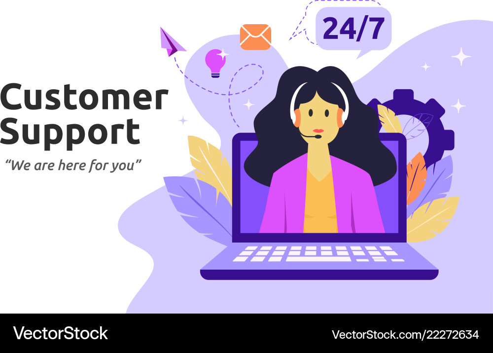 Online Tech Support - Customer & Operator vector image