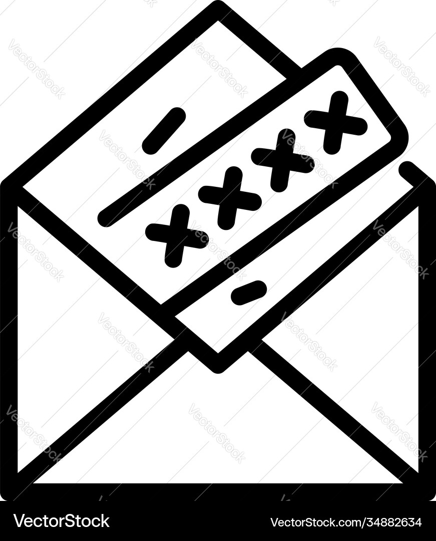 Open letter with password icon outline style Open letter with password icon outline style vector image