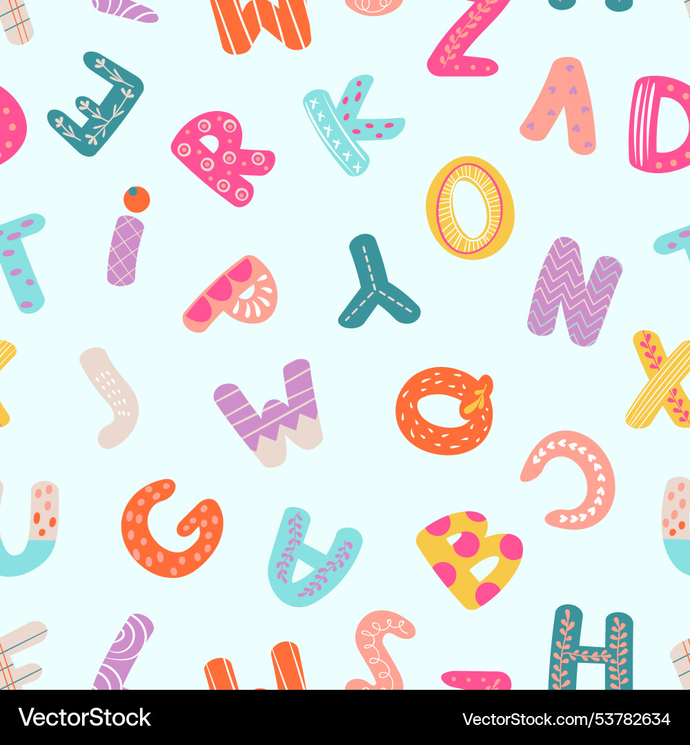 Playful Alphabet Doodle Pattern Vector Image