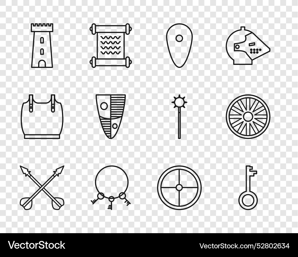 Set line medieval crossed arrows old key shield Set line medieval crossed arrows old key shield Vector Image