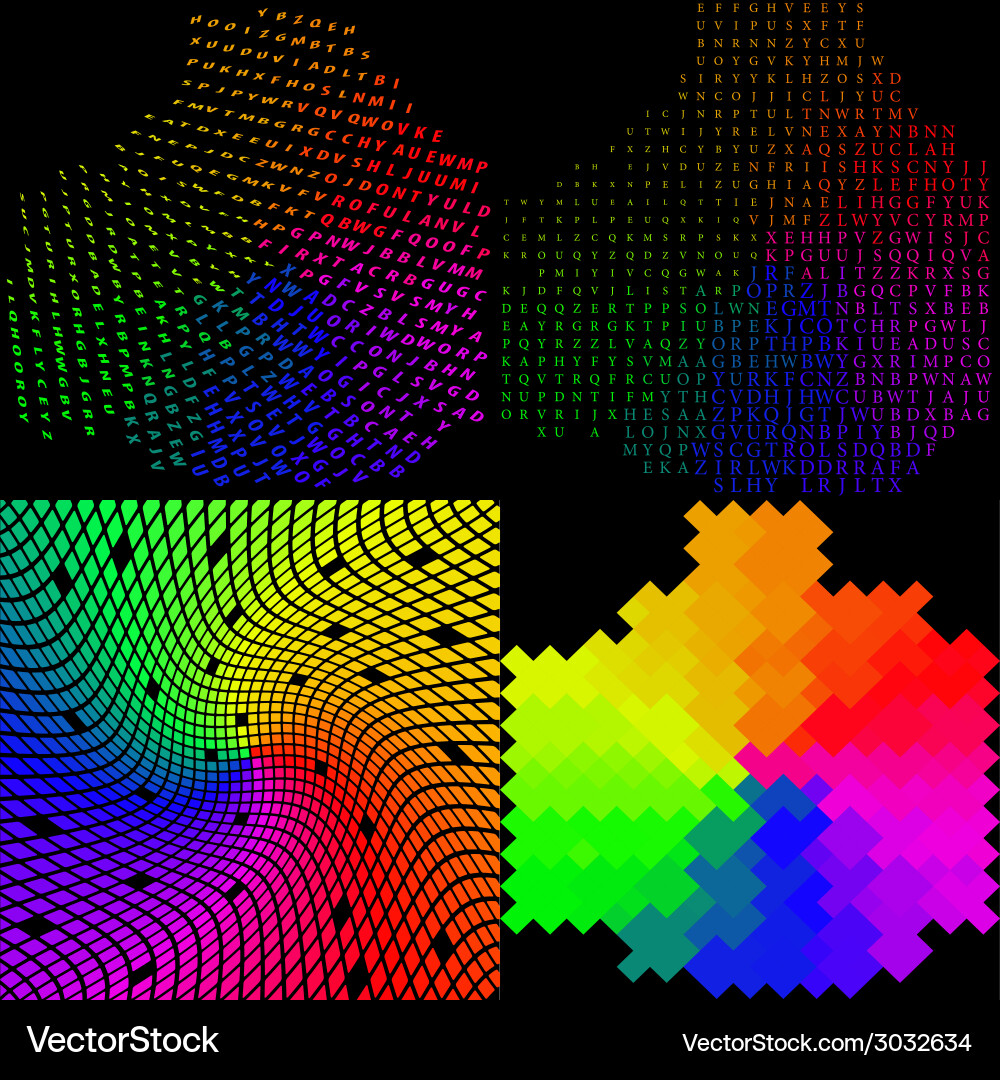 Set of multicolored mosaic abstract background vector image