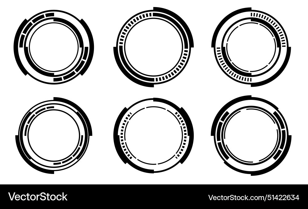 Set of sci fi black circle user interface Set of sci fi black circle user interface Vector Image