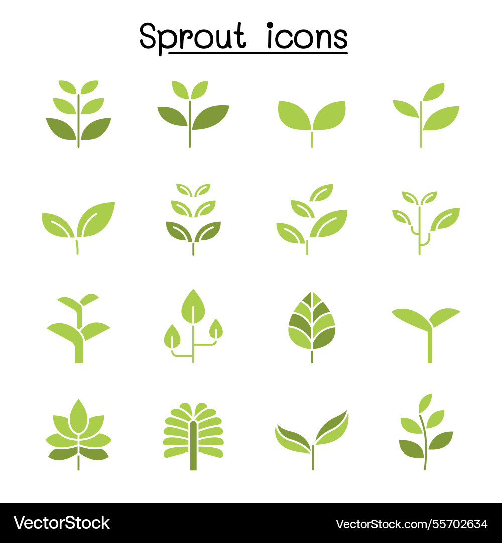 Sprout icon set in flat color style Sprout icon set in flat color style Vector Image