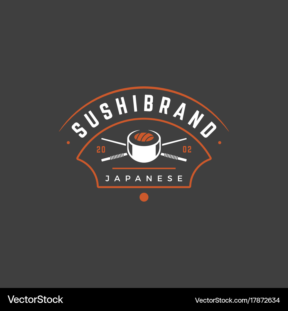 Sushi shop logo template object and icons Vector Image