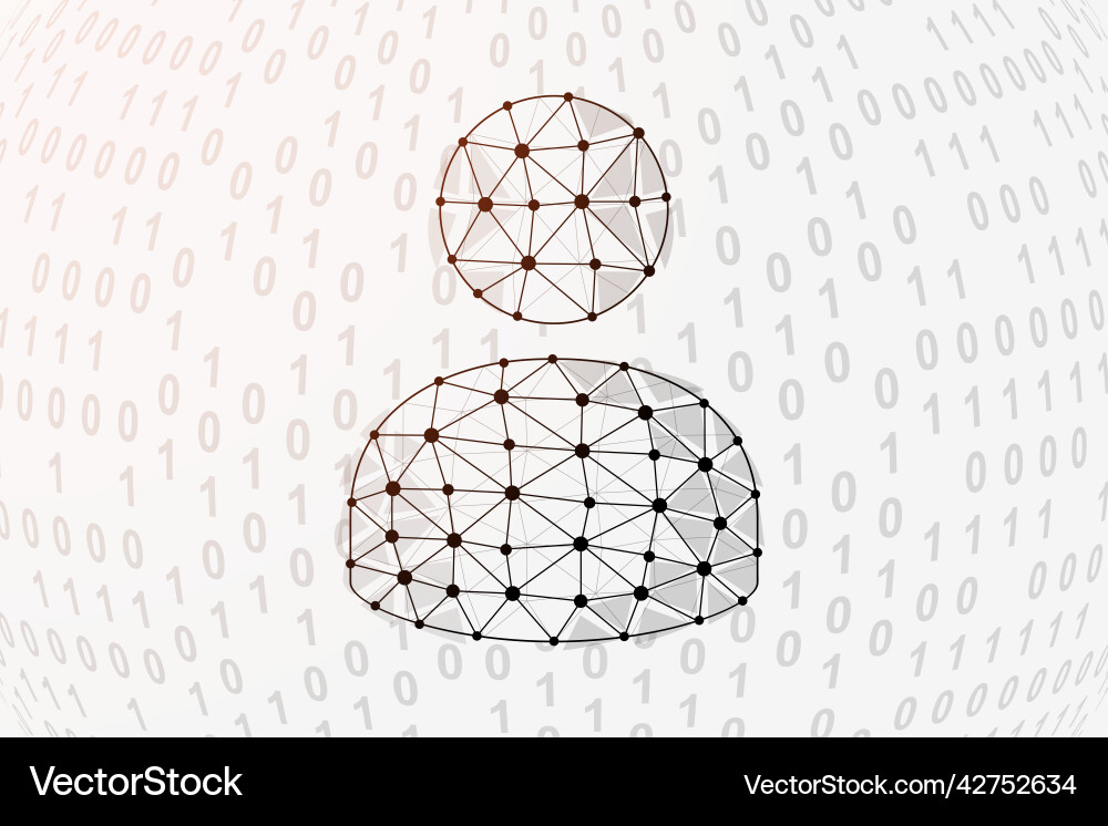 User avatar 3d low poly symbol with binary code Vector Image