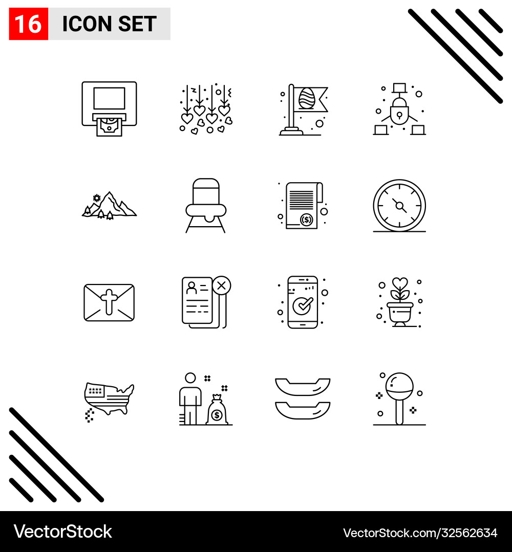 User interface pack 16 basic outlines Vector Image