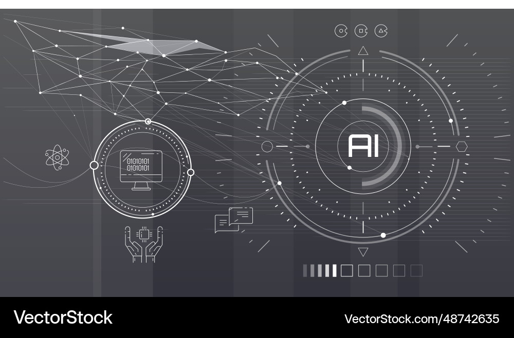 Artificial intelligence with digital data analysis Artificial intelligence with digital data analysis vector image