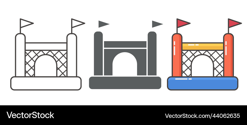 Bouncy inflatable castle set tower and equipment Vector Image